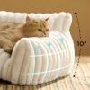 imageBedsure Cute Cat Couch for Pets  Fluffy Cat beds with Premium Soft Corduroy Fleece Fuzzy Cats beds for Indoor Cats with Removable Washable Cover Supportive Pet Sofa 24inch CreamCream