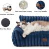 imageBedsure Cute Cat Couch for Pets  Fluffy Cat beds with Premium Soft Corduroy Fleece Fuzzy Cats beds for Indoor Cats with Removable Washable Cover Supportive Pet Sofa 24inch CreamNight Blue