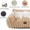 imageBedsure Cute Cat Couch for Pets  Fluffy Cat beds with Premium Soft Corduroy Fleece Fuzzy Cats beds for Indoor Cats with Removable Washable Cover Supportive Pet Sofa 24inch CreamSandy Tan