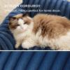 imageBedsure Cute Cat Couch for Pets  Fluffy Cat beds with Premium Soft Corduroy Fleece Fuzzy Cats beds for Indoor Cats with Removable Washable Cover Supportive Pet Sofa 24inch CreamNight Blue