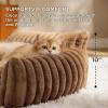 imageBedsure Cute Cat Couch for Pets  Fluffy Cat beds with Premium Soft Corduroy Fleece Fuzzy Cats beds for Indoor Cats with Removable Washable Cover Supportive Pet Sofa 24inch CreamCopper Brown