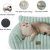 imageBedsure Cute Cat Couch for Pets  Fluffy Cat beds with Premium Soft Corduroy Fleece Fuzzy Cats beds for Indoor Cats with Removable Washable Cover Supportive Pet Sofa 24inch CreamGarden Green
