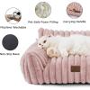 imageBedsure Cute Cat Couch for Pets  Fluffy Cat beds with Premium Soft Corduroy Fleece Fuzzy Cats beds for Indoor Cats with Removable Washable Cover Supportive Pet Sofa 24inch CreamBlush Pink