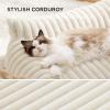 imageBedsure Cute Cat Couch for Pets  Fluffy Cat beds with Premium Soft Corduroy Fleece Fuzzy Cats beds for Indoor Cats with Removable Washable Cover Supportive Pet Sofa 24inch CreamCream