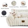 imageBedsure Cute Cat Couch for Pets  Fluffy Cat beds with Premium Soft Corduroy Fleece Fuzzy Cats beds for Indoor Cats with Removable Washable Cover Supportive Pet Sofa 24inch CreamCream