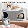 imageBedsure Cute Cat House for Indoor Cats  Extra Wide Cat Scratch House with Large Top Sisal Scratch Pad for Multiple Cats Foldable Kitty Cave Hideaway for Entertainment 236x159x126inches BlueModern