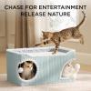 imageBedsure Cute Cat House for Indoor Cats  Extra Wide Cat Scratch House with Large Top Sisal Scratch Pad for Multiple Cats Foldable Kitty Cave Hideaway for Entertainment 236x159x126inches BlueModern