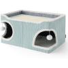 imageBedsure Cute Cat House for Indoor Cats  Extra Wide Cat Scratch House with Large Top Sisal Scratch Pad for Multiple Cats Foldable Kitty Cave Hideaway for Entertainment 236x159x126inches BlueModern