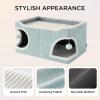 imageBedsure Cute Cat House for Indoor Cats  Extra Wide Cat Scratch House with Large Top Sisal Scratch Pad for Multiple Cats Foldable Kitty Cave Hideaway for Entertainment 236x159x126inches BlueModern