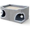 imageBedsure Cute Cat House for Indoor Cats  Extra Wide Cat Scratch House with Large Top Sisal Scratch Pad for Multiple Cats Foldable Kitty Cave Hideaway for Entertainment 236x159x126inches BlueModern