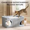 imageBedsure Cute Cat House for Indoor Cats  Extra Wide Cat Scratch House with Large Top Sisal Scratch Pad for Multiple Cats Foldable Kitty Cave Hideaway for Entertainment 236x159x126inches BlueModern