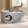 imageBedsure Cute Cat House for Indoor Cats  Extra Wide Cat Scratch House with Large Top Sisal Scratch Pad for Multiple Cats Foldable Kitty Cave Hideaway for Entertainment 236x159x126inches BlueModern