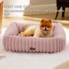 imageBedsure Cute Dog Bed for Small Medium Dogs  Washable Furry Puppy Beds Rectangle Orthopedic Corduroy Fleece Pet Beds with Removable Zipper Cover 25x21x7inches Blush PinkBlush Pink