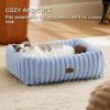 imageBedsure Cute Dog Bed for Small Medium Dogs  Washable Furry Puppy Beds Rectangle Orthopedic Corduroy Fleece Pet Beds with Removable Zipper Cover 25x21x7inches Blush PinkBlue