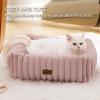 imageBedsure Cute Dog Bed for Small Medium Dogs  Washable Furry Puppy Beds Rectangle Orthopedic Corduroy Fleece Pet Beds with Removable Zipper Cover 25x21x7inches Blush PinkBlush Pink