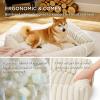 imageBedsure Cute Dog Bed for Small Medium Dogs  Washable Furry Puppy Beds Rectangle Orthopedic Corduroy Fleece Pet Beds with Removable Zipper Cover 25x21x7inches Blush PinkCream