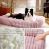 imageBedsure Cute Dog Bed for Small Medium Dogs  Washable Furry Puppy Beds Rectangle Orthopedic Corduroy Fleece Pet Beds with Removable Zipper Cover 25x21x7inches Blush PinkBlush Pink