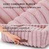 imageBedsure Cute Dog Bed for Small Medium Dogs  Washable Furry Puppy Beds Rectangle Orthopedic Corduroy Fleece Pet Beds with Removable Zipper Cover 25x21x7inches Blush PinkBlush Pink