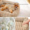 imageBedsure Cute Dog Bed for Small Medium Dogs  Washable Furry Puppy Beds Rectangle Orthopedic Corduroy Fleece Pet Beds with Removable Zipper Cover 25x21x7inches Blush PinkSandy Tan