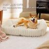 imageBedsure Cute Dog Bed for Small Medium Dogs  Washable Furry Puppy Beds Rectangle Orthopedic Corduroy Fleece Pet Beds with Removable Zipper Cover 25x21x7inches Blush PinkCream