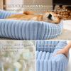 imageBedsure Cute Dog Bed for Small Medium Dogs  Washable Furry Puppy Beds Rectangle Orthopedic Corduroy Fleece Pet Beds with Removable Zipper Cover 25x21x7inches Blush PinkBlue