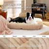 imageBedsure Cute Dog Bed for Small Medium Dogs  Washable Furry Puppy Beds Rectangle Orthopedic Corduroy Fleece Pet Beds with Removable Zipper Cover 25x21x7inches Blush PinkSandy Tan