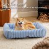 imageBedsure Cute Dog Bed for Small Medium Dogs  Washable Furry Puppy Beds Rectangle Orthopedic Corduroy Fleece Pet Beds with Removable Zipper Cover 25x21x7inches Blush PinkBlue