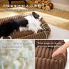 imageBedsure Cute Dog Bed for Small Medium Dogs  Washable Furry Puppy Beds Rectangle Orthopedic Corduroy Fleece Pet Beds with Removable Zipper Cover 25x21x7inches Blush PinkCopper Brown