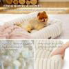 imageBedsure Cute Dog Bed for Small Medium Dogs  Washable Furry Puppy Beds Rectangle Orthopedic Corduroy Fleece Pet Beds with Removable Zipper Cover 25x21x7inches Blush PinkCream