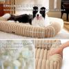 imageBedsure Cute Dog Bed for Small Medium Dogs  Washable Furry Puppy Beds Rectangle Orthopedic Corduroy Fleece Pet Beds with Removable Zipper Cover 25x21x7inches Blush PinkSandy Tan