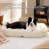 imageBedsure Cute Dog Bed for Small Medium Dogs  Washable Furry Puppy Beds Rectangle Orthopedic Corduroy Fleece Pet Beds with Removable Zipper Cover 25x21x7inches Blush PinkCream