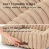 imageBedsure Cute Dog Bed for Small Medium Dogs  Washable Furry Puppy Beds Rectangle Orthopedic Corduroy Fleece Pet Beds with Removable Zipper Cover 25x21x7inches Blush PinkSandy Tan