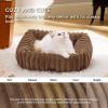 imageBedsure Cute Dog Bed for Small Medium Dogs  Washable Furry Puppy Beds Rectangle Orthopedic Corduroy Fleece Pet Beds with Removable Zipper Cover 25x21x7inches Blush PinkCopper Brown