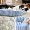 imageBedsure Cute Dog Bed for Small Medium Dogs  Washable Furry Puppy Beds Rectangle Orthopedic Corduroy Fleece Pet Beds with Removable Zipper Cover 25x21x7inches Blush PinkBlue