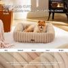 imageBedsure Cute Dog Bed for Small Medium Dogs  Washable Furry Puppy Beds Rectangle Orthopedic Corduroy Fleece Pet Beds with Removable Zipper Cover 25x21x7inches Blush PinkSandy Tan