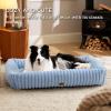 imageBedsure Cute Dog Bed for Small Medium Dogs  Washable Furry Puppy Beds Rectangle Orthopedic Corduroy Fleece Pet Beds with Removable Zipper Cover 25x21x7inches Blush PinkBlue