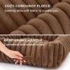 imageBedsure Cute Dog Bed for Small Medium Dogs  Washable Furry Puppy Beds Rectangle Orthopedic Corduroy Fleece Pet Beds with Removable Zipper Cover 25x21x7inches Blush PinkCopper Brown