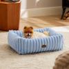 imageBedsure Cute Dog Bed for Small Medium Dogs  Washable Furry Puppy Beds Rectangle Orthopedic Corduroy Fleece Pet Beds with Removable Zipper Cover 25x21x7inches Blush PinkBlue