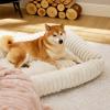 imageBedsure Cute Dog Bed for Small Medium Dogs  Washable Furry Puppy Beds Rectangle Orthopedic Corduroy Fleece Pet Beds with Removable Zipper Cover 25x21x7inches Blush PinkCream