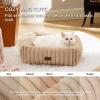 imageBedsure Cute Dog Bed for Small Medium Dogs  Washable Furry Puppy Beds Rectangle Orthopedic Corduroy Fleece Pet Beds with Removable Zipper Cover 25x21x7inches Blush PinkSandy Tan