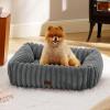 imageBedsure Cute Dog Bed for Small Medium Dogs  Washable Furry Puppy Beds Rectangle Orthopedic Corduroy Fleece Pet Beds with Removable Zipper Cover 25x21x7inches Blush PinkWarm Grey