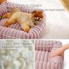 imageBedsure Cute Dog Bed for Small Medium Dogs  Washable Furry Puppy Beds Rectangle Orthopedic Corduroy Fleece Pet Beds with Removable Zipper Cover 25x21x7inches Blush PinkBlush Pink