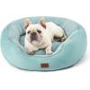 imageBedsure Dog Beds for Small Dogs  Round Cat Beds for Indoor Cats Washable Pet Bed for Puppy and Kitten with SlipResistant Bottom 20 Inche WhiteAqua Washed