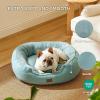 imageBedsure Dog Beds for Small Dogs  Round Cat Beds for Indoor Cats Washable Pet Bed for Puppy and Kitten with SlipResistant Bottom 20 Inche WhiteAqua Washed