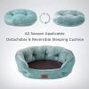 imageBedsure Dog Beds for Small Dogs  Round Cat Beds for Indoor Cats Washable Pet Bed for Puppy and Kitten with SlipResistant Bottom 20 Inche WhiteAqua Washed