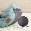 imageBedsure Dog Beds for Small Dogs  Round Cat Beds for Indoor Cats Washable Pet Bed for Puppy and Kitten with SlipResistant Bottom 20 Inche WhiteAqua Washed