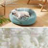 imageBedsure Dog Beds for Small Dogs  Round Cat Beds for Indoor Cats Washable Pet Bed for Puppy and Kitten with SlipResistant Bottom 20 Inche WhiteAqua Washed