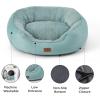 imageBedsure Dog Beds for Small Dogs  Round Cat Beds for Indoor Cats Washable Pet Bed for Puppy and Kitten with SlipResistant Bottom 20 Inche WhiteAqua Washed