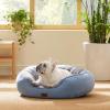 imageBedsure Dog Beds for Small Dogs  Round Cat Beds for Indoor Cats Washable Pet Bed for Puppy and Kitten with SlipResistant Bottom 20 Inche WhiteArctic Blue