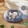 imageBedsure Dog Beds for Small Dogs  Round Cat Beds for Indoor Cats Washable Pet Bed for Puppy and Kitten with SlipResistant Bottom 20 Inche WhiteArctic Blue